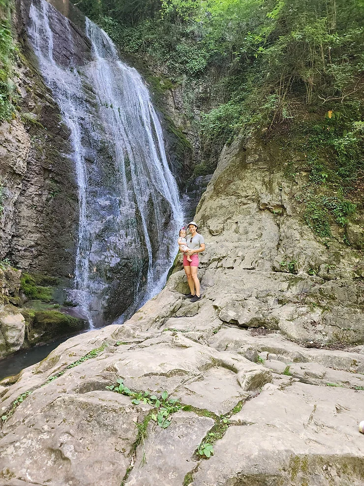 visiting skoka waterfall together as a family in teteven bulgaria