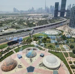 View from the top of the Dubai Frame — Old Dubai vs New Dubai