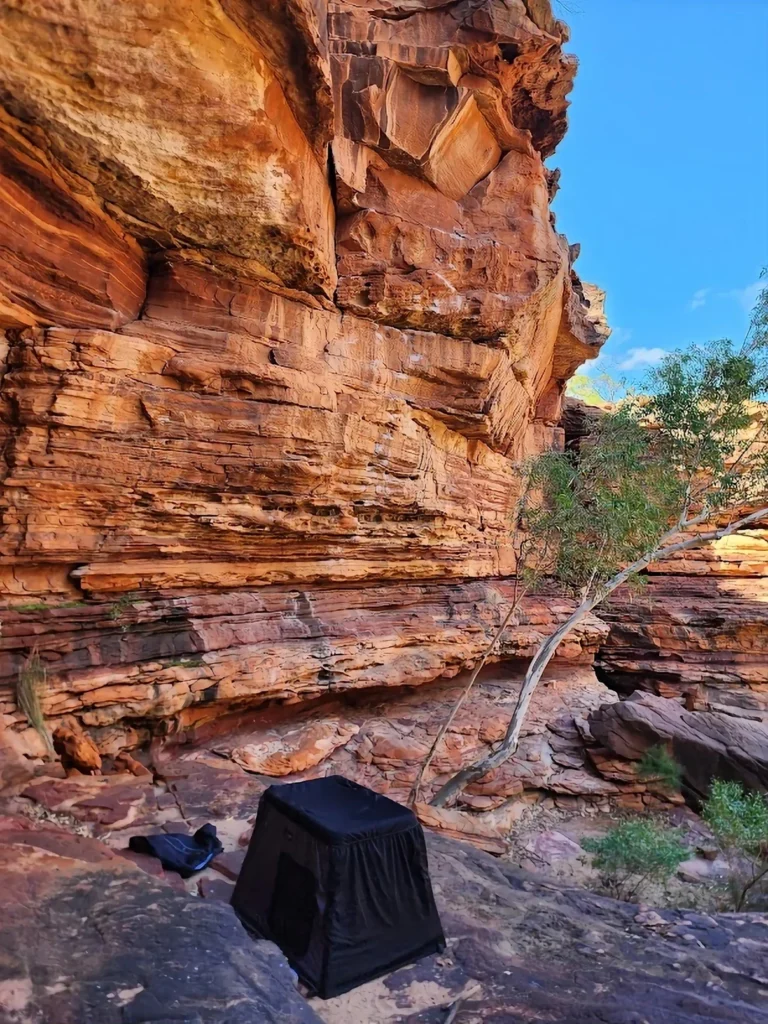a baby sleeping in the kalbarri gorges in australia