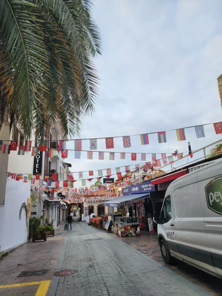 Walking through the old town streets of Antalya.