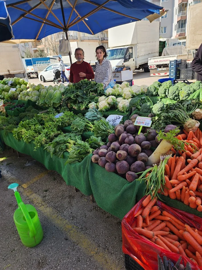 fresh greens at the antalya market in turkey